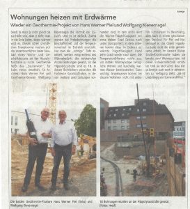 Rundblick Troisdorf: Wohnungen heizen mit Erdwärme. Bericht über ein Geothermie-Projekt von Wolfgang Kievernagel